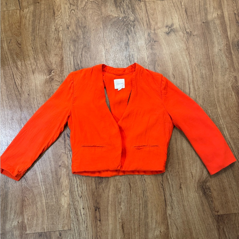 Silence + Noise Women’s Small S Open Back Blazer Jacket Orange